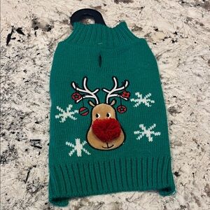 Green Reindeer Dog Sweater
